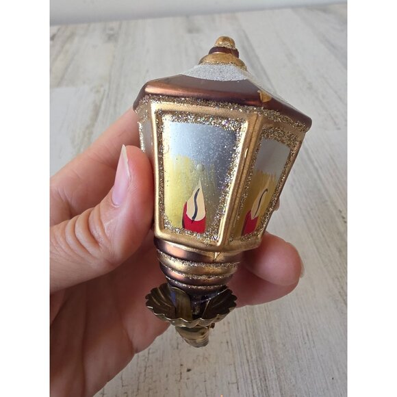 Radko Vintage lantern lamp clip glass glitter gold light Xmas tree - Picture 7 of 9